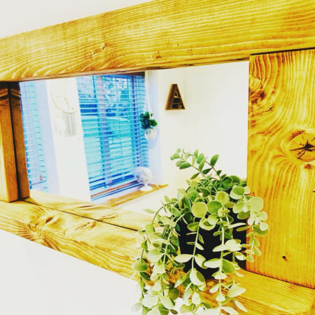 Wooden Frame Rustic Mirror – Entryway or Living Room