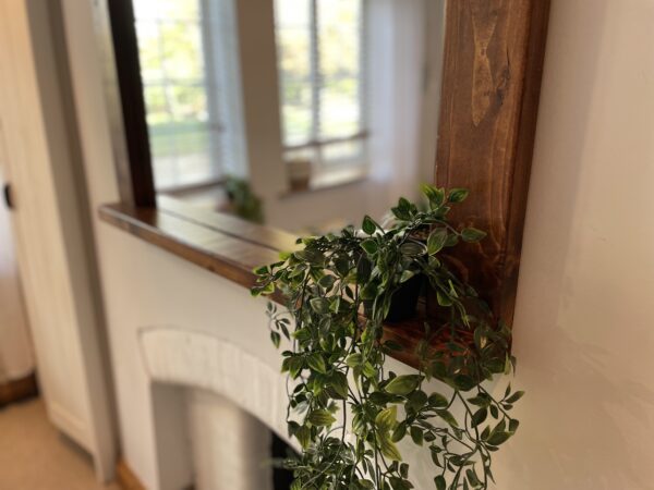 Handcrafted Waxed Mirror with Shelf | Rustic Bathroom, Entryway Décor, Farmhouse Wall Mirror, Wooden Vanity, Fireplace Mirror - Image 14