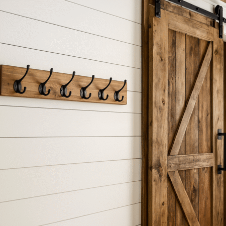 Reclaimed Wood Coat Rack – Rustic Hallway Organizer – Country Style